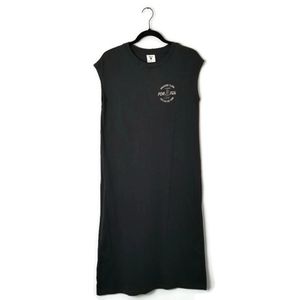 DISNEY Dark Gray Short Sleeve Donald Duck Badge Long T-Shirt Maxi Dress Small